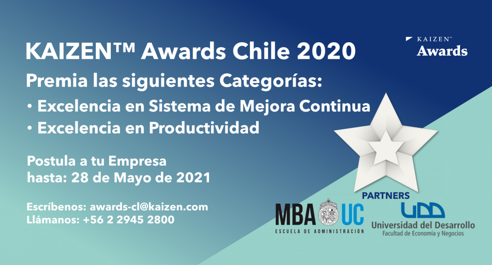 KAIZEN™ Awards Chile 2020 – La Práctica de la Mejora Continua para la Innovación, Excelencia, Crecimiento y Rentabilidad